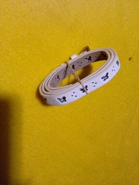 Kids White Butterfly-Accent Adjustable Belt